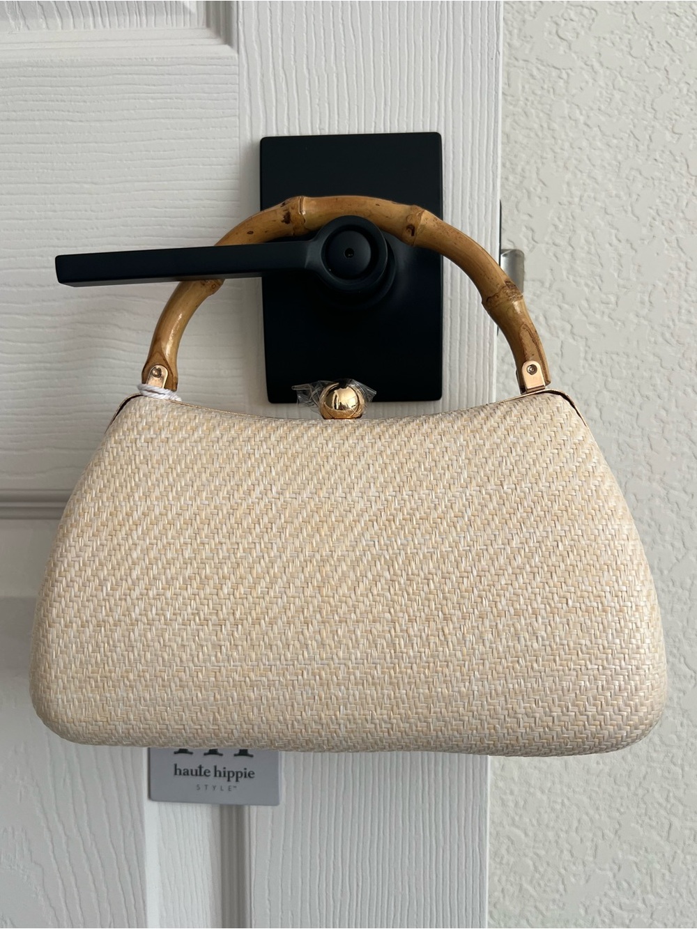 Haute Hippie Straw Top-Handle Bag with Yellow Fruit Appliqués - Picture 2 of 15